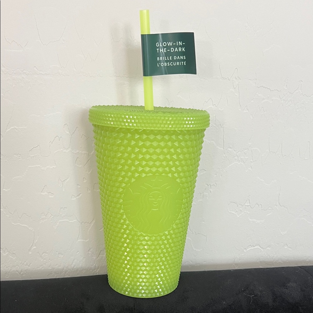 Starbucks Glow-In-The-Dark Lime Green Studded Tumbler.  16oz. NWT.